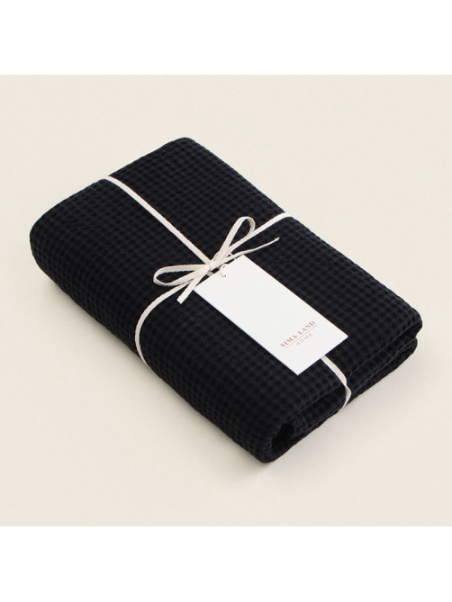 Полотенце вафельное SL HOME: Linen «Дарк Маре», 60×140 см, чёрное