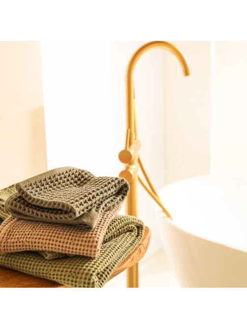 Полотенце вафельное SL HOME: Linen «Олива», 40×70 см, оливковое