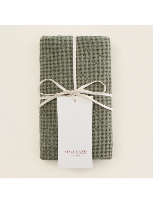 Полотенце вафельное SL HOME: Linen «Олива», 40×70 см, оливковое