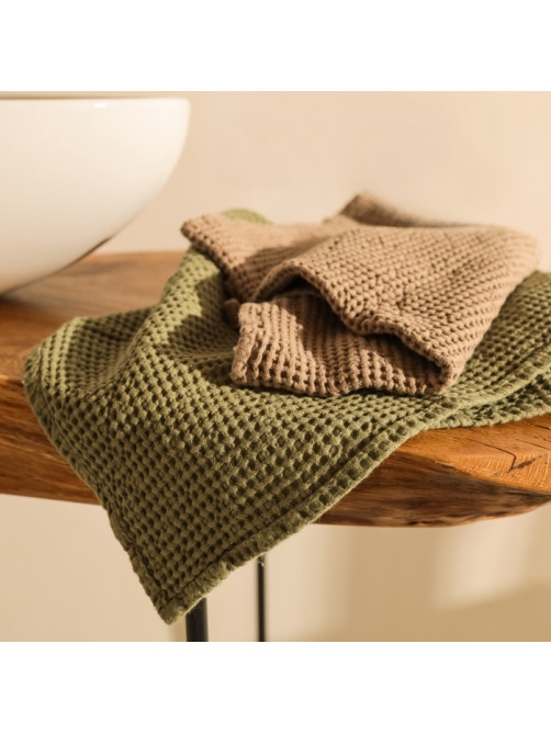 Полотенце вафельное SL HOME: Linen «Олива», 40×70 см, оливковое
