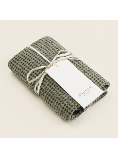 Полотенце вафельное SL HOME: Linen «Олива», 40×70 см, оливковое