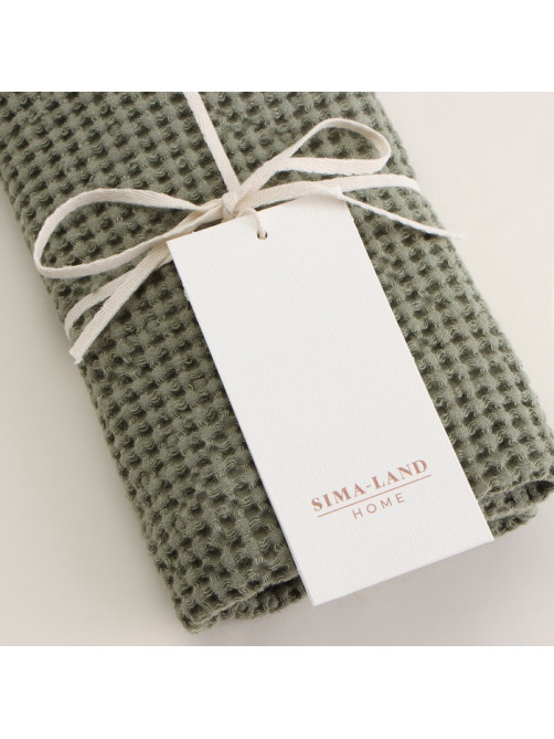 Полотенце вафельное SL HOME: Linen «Олива», 60×140 см, оливковое