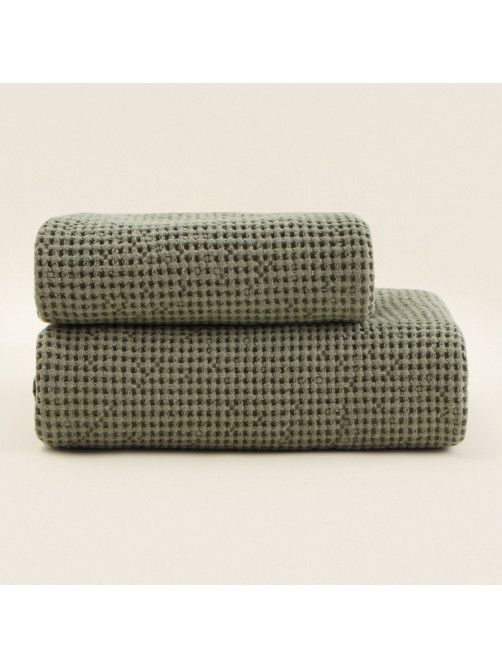 Полотенце вафельное SL HOME: Linen «Олива», 60×140 см, оливковое