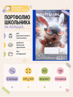 Папка-портфолио А4, Calligrata «Гонщик», пластиковая, на 2 кольцах, без вкладышей
