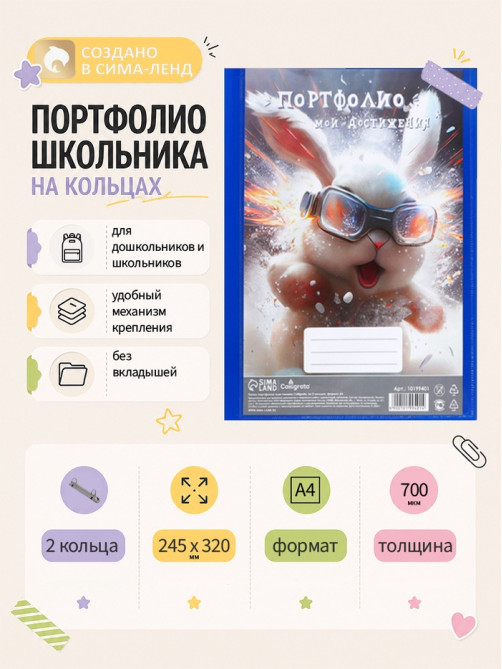 Папка-портфолио А4, Calligrata «Гонщик», пластиковая, на 2 кольцах, без вкладышей