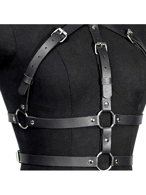 Портупея БДСМ женская, на грудь, PU, размер OS, черный