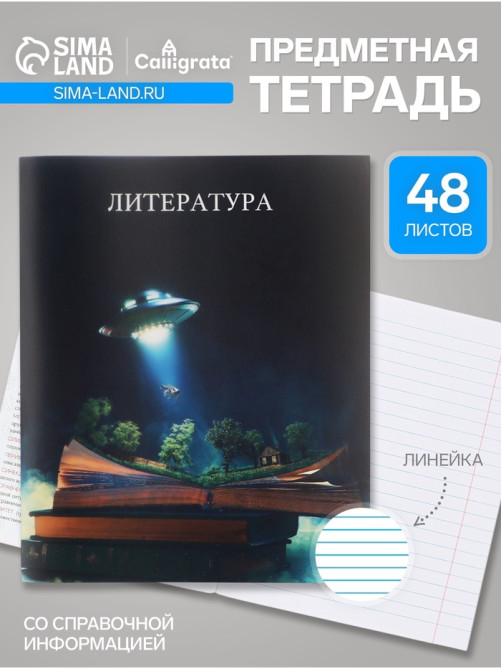 Предметная тетрадь по литературе Calligrata TOP «Школьный стиль», 48 листов, в линейку, со справочным материалом, пластиковая обложка