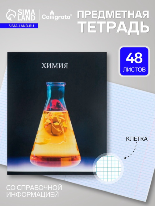 Предметная тетрадь по химии Calligrata TOP «Школьный стиль», 48 листов, в клетку, со справочным материалом, пластиковая обложка