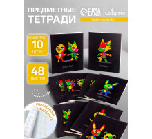 Набор предметных тетрадей Calligrata «Неоновые звери», 10 предметов, 48 листов, со справочным материалом, обложка из мелованного картона