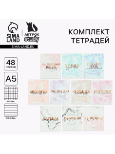 Тетради предметные, 48 л., набор из 10 шт. «Мрамор»