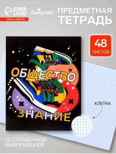 Предметная тетрадь по обществознанию Calligrata TOP «Кеды», 48 листов, в клетку, со справочным материалом, картонная обложка