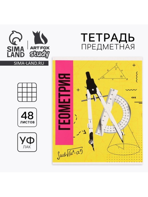 Тетрадь в клетку, предметная, 48 л., на скрепке, А5 «Яркий. Геометрия»