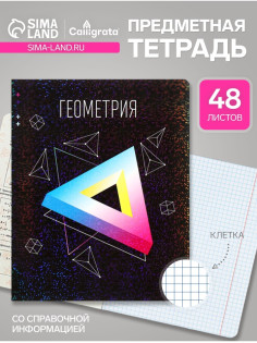 Предметная тетрадь по геометрии Calligrata TOP «Абстракция», 48 листов, в клетку, со справочным материалом, обложка из мелованного картона