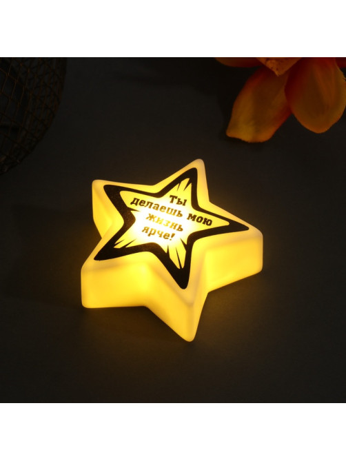 Фигурка световая RISALUX «Звезда. Лучи», LED-ночник, 3xLR1130, 7×7×2.5 см