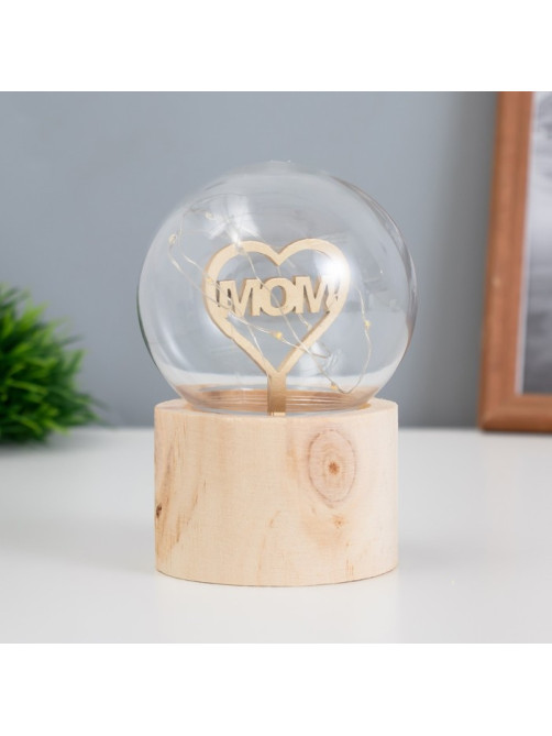 Фигурка световая RISALUX «Люблю маму», LED-ночник, 3×AG10, шар-8 см, 6.5×6.5×11.5 см