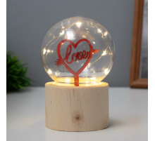 Фигурка световая RISALUX «Влюбленное сердце», LED-ночник, 3×AG10, шар-8 см, 6.5×6.5×11.5 см