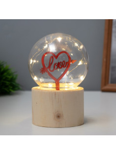 Фигурка световая RISALUX «Влюбленное сердце», LED-ночник, 3×AG10, шар-8 см, 6.5×6.5×11.5 см