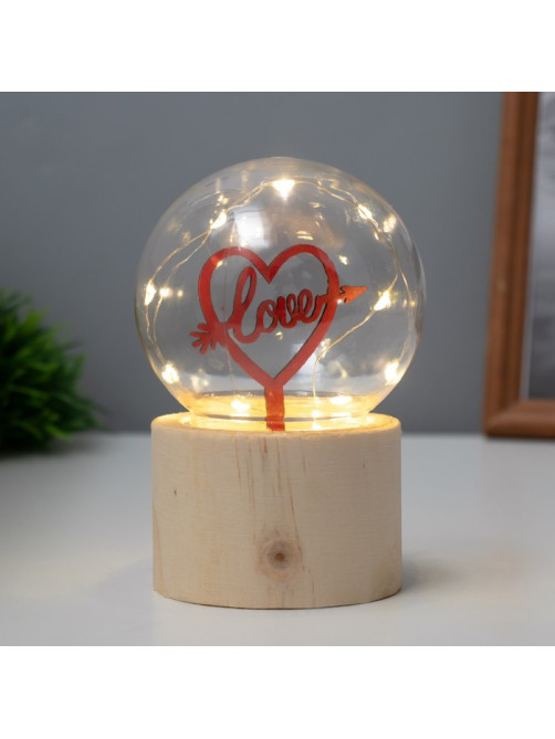 Фигурка световая RISALUX «Влюбленное сердце», LED-ночник, 3×AG10, шар-8 см, 6.5×6.5×11.5 см