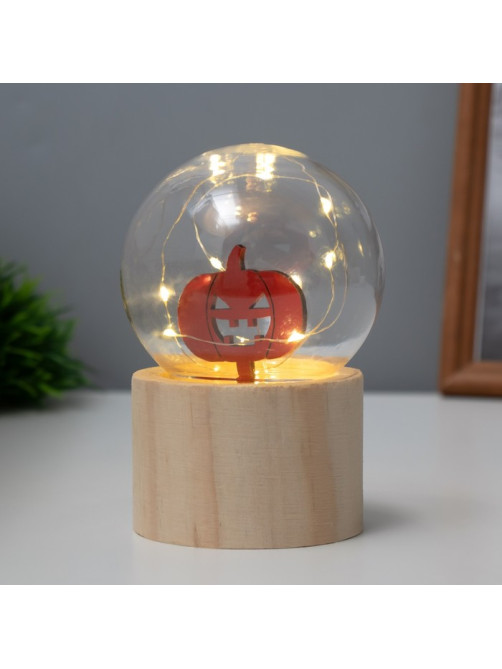 Фигурка световая RISALUX «Тыква», LED-ночник, 3×AG10, шар-8 см, 6.5×6.5×11.5 см