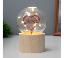 Фигурка световая RISALUX «Сердечко», LED-ночник, 3×AG10, шар-8 см, 6.5×6.5×11.5 см
