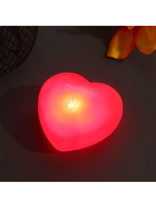 Фигурка световая RISALUX «Сердце. Наша любовь», LED-ночник, 2хLR44, 7×7×3.5 см