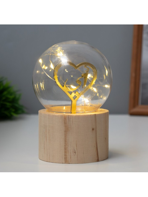 Фигурка световая RISALUX «Сердце», LED-ночник, 3×AG10, шар-8 см, 6.5×6.5×11.5 см