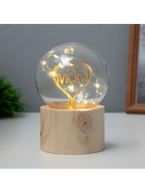 Фигурка световая RISALUX «Люблю маму», LED-ночник, 3×AG10, шар-8 см, 6.5×6.5×11.5 см