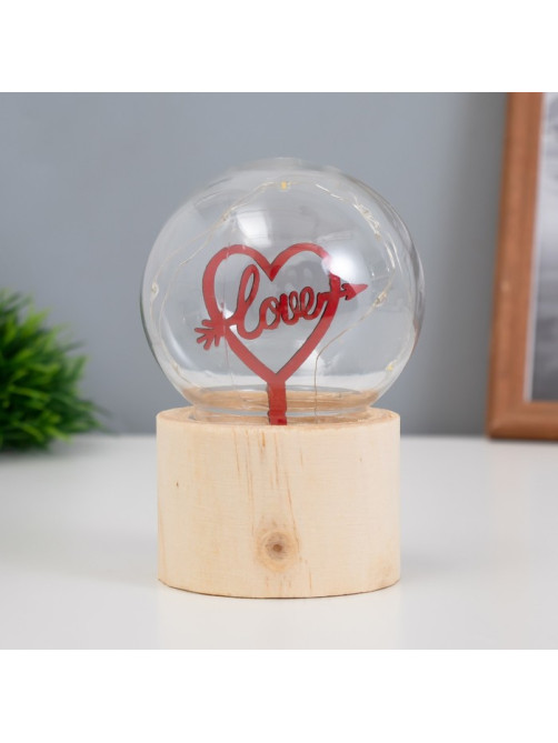 Фигурка световая RISALUX «Влюбленное сердце», LED-ночник, 3×AG10, шар-8 см, 6.5×6.5×11.5 см