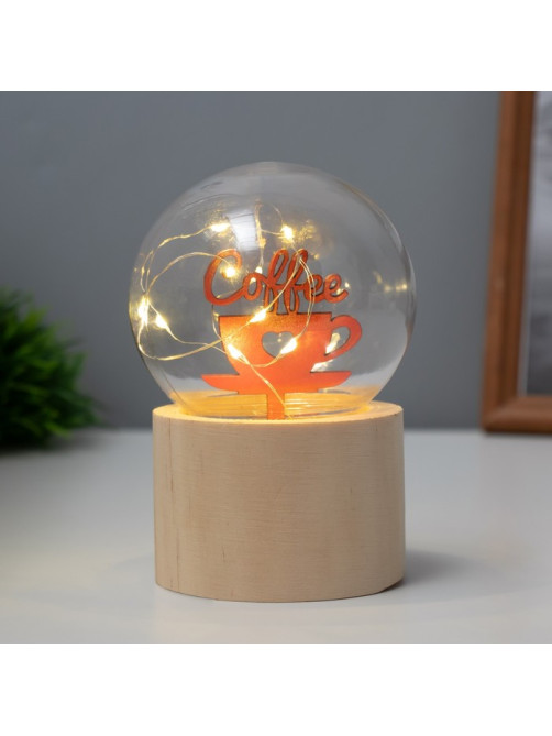 Фигурка световая RISALUX «Люблю кофе», LED-ночник, 3×AG10, шар-8 см, 6.5×6.5×11.5 см