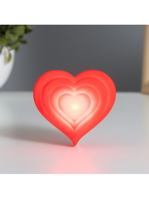 Фигурка световая RISALUX «Большое сердце», 2 Вт, LED-ночник, красный, 3.5×6.5×6 см