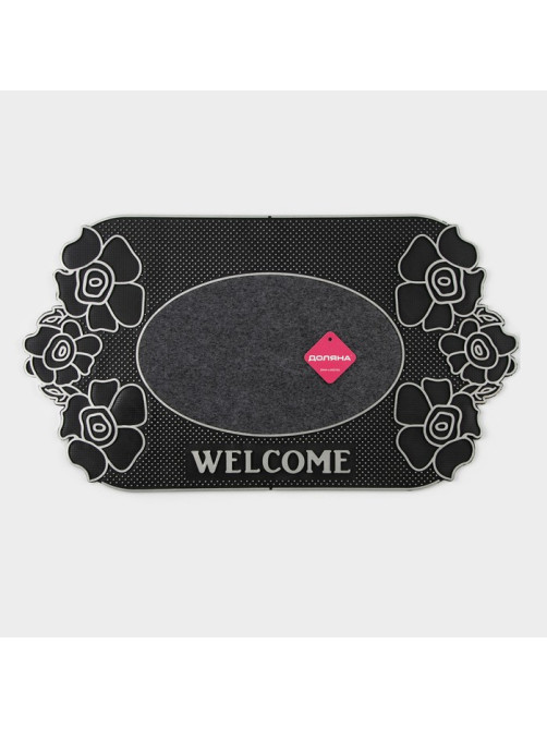 Коврик придверный Доляна Welcome, цветы, 41.5×75 см