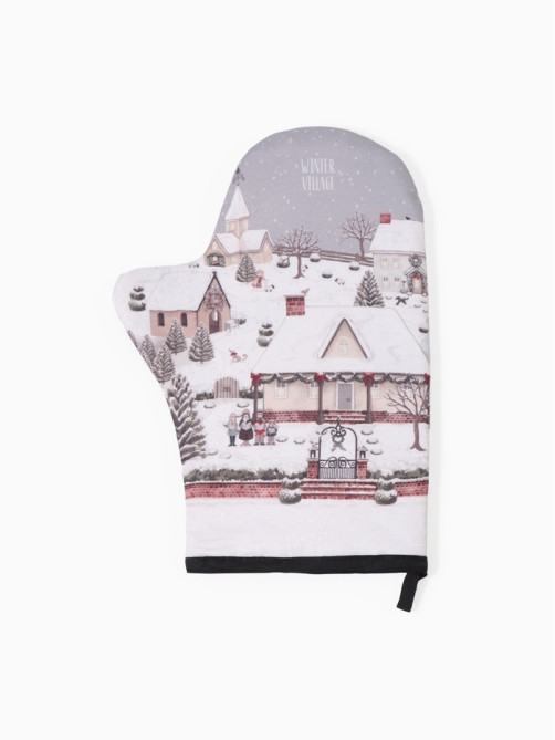 Кухонный набор «Этель» Winter village: варежка-прихватка 20×28 см, прихватка 19×19 см