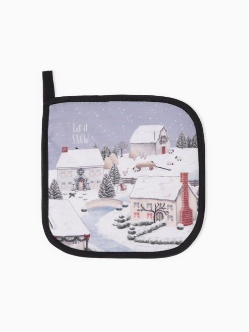 Кухонный набор «Этель» Winter village: варежка-прихватка 20×28 см, прихватка 19×19 см
