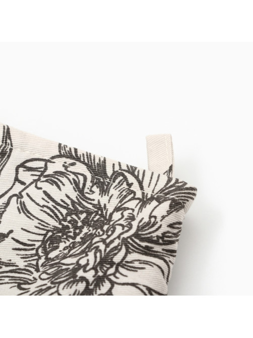 Варежка - прихватка «Этель» Black flowers, 20×27 см, 100% хлопок, саржа 190 г/м²
