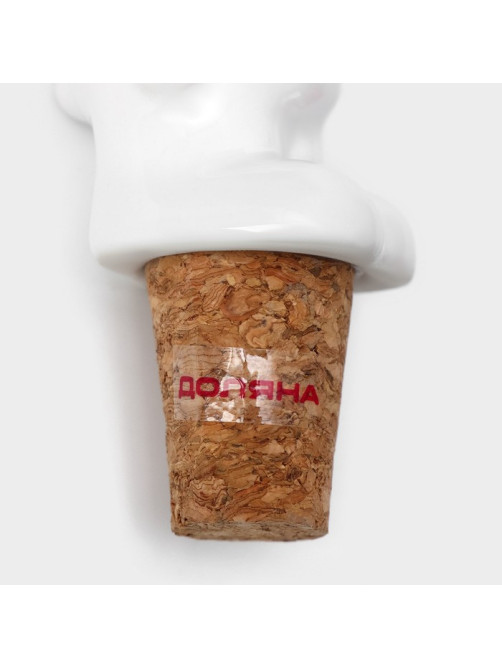 Пробка для бутылки Доляна «Стильный мишка», 3.5×3.5×10 см, белая