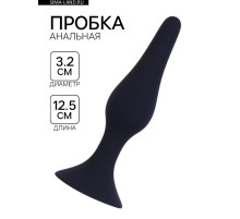 Анальная пробка конус, присоска, софт-силикон, 13×3.5 см, черный