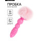 Анальная пробка с мехом, втулка силикон, 130×21 мм, хвост 65 мм, шары, розовый