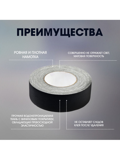 Лента клейкая «Про-Гафф» ТУНДРА, черная, 350 мкм, 24 мм × 50 м