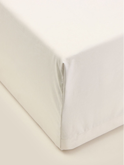 Простыня на резинке евро SL Home, 200×200+30 см, перкаль, молочная