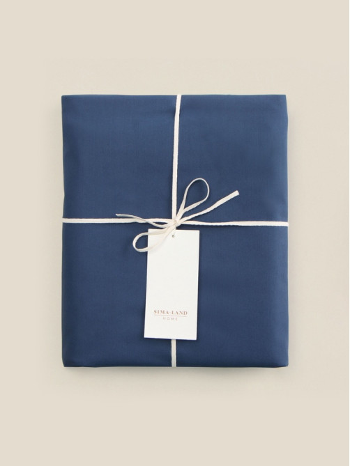 Простыня на резинке 2-спальная SL Home Percale, 160×200+30 см, перкаль, синяя