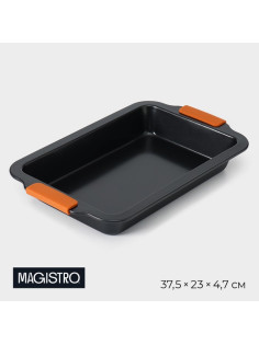 Противень для выпечки Magistro French Bakery, 37.5×23×4.7 см, антипригарное покрытие, чёрная