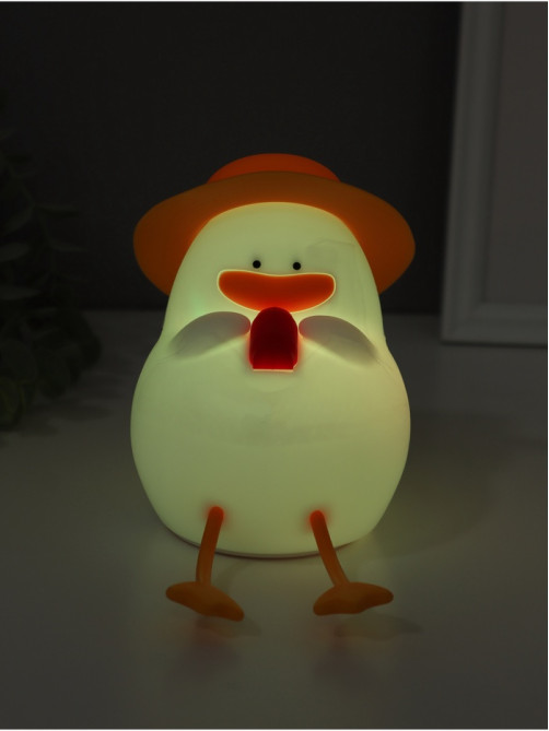 Фигурка световая RISALUX «Утка в отпуске», 2 Вт, LED-ночник антистресс, RGB, USB, 10×8.5×14.5 см