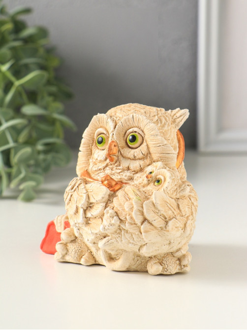 Фигурка гипс «Сова детский врач», 8×9×7 см, слоновая кость