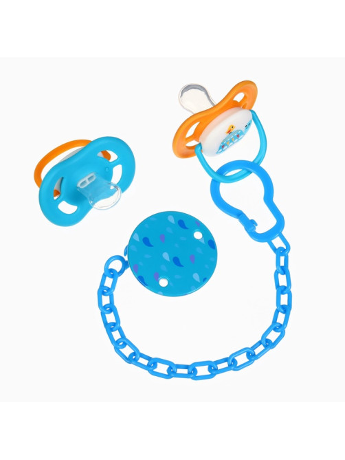 Соска - пустышка анатомическая «Для мальчика» +6 мес., 2 шт., держатель 1 шт., контейнер