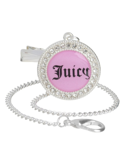 Соска - пустышка силиконовая ортодонтическая M&B JUICY, от 6 мес., с колпачком, держатель - цепочка, розовая, со стразами