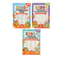 Набор тренажёров «З500 примеров по русскому и математике», 3 книги по 24 стр.