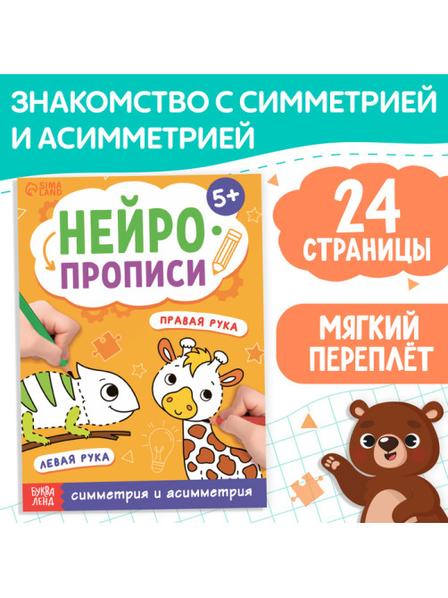 Книга «Нейропрописи. Симметрия и асимметрия», 24 стр., от 5 лет