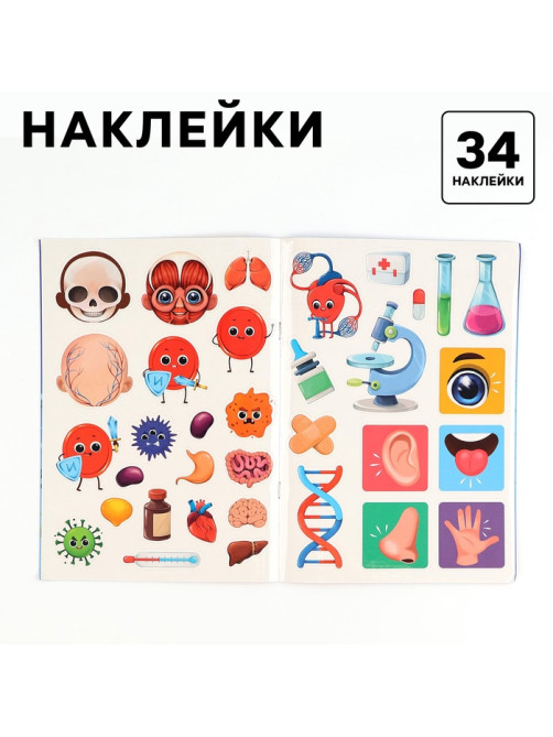 Обучающий набор Лесная мастерская «Тело человека», рамка-вкладка и книга с наклейками