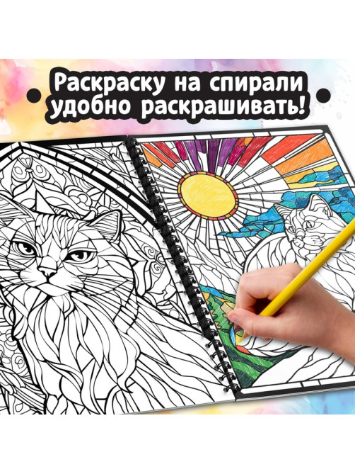 Раскраска - антистресс «Кэтсбук», 100 картинок, формат А4