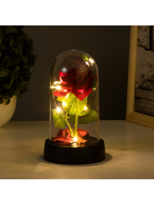 Фигурка световая колба RISALUX «Красная роза», LED-ночник, 3×AG10, 8.5×8.5×15.5 см